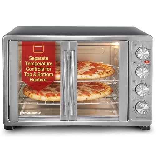 Elite Gourmet ETO4510B# French Door Convection Oven 47.5Qt, Stainless Steel