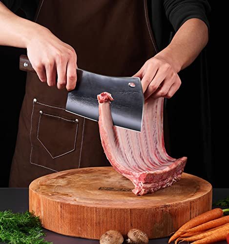 ENOKING 7.5″ Cleaver Knife, Chef’s Knives – Hand Forged, German High Carbon Stainless Steel Butcher Knife with Full Tang Handle for Home Kitchen & Restaurant
