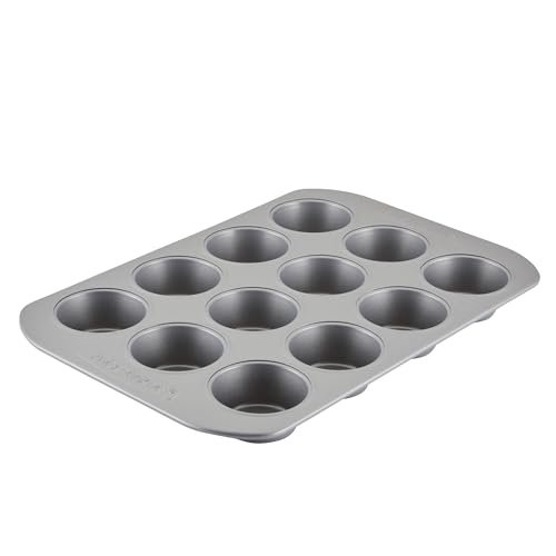 Farberware Bakeware Nonstick Muffin & Cupcake Pans, 12-Cup, Gray