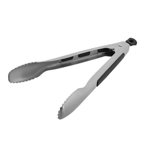 Farberware Pro 9 Inch Stainless Steel Locking Kitchen Tongs - Ergonomic Grip, Scalloped Tips for Cooking, Grilling, Serving and Meal Prep