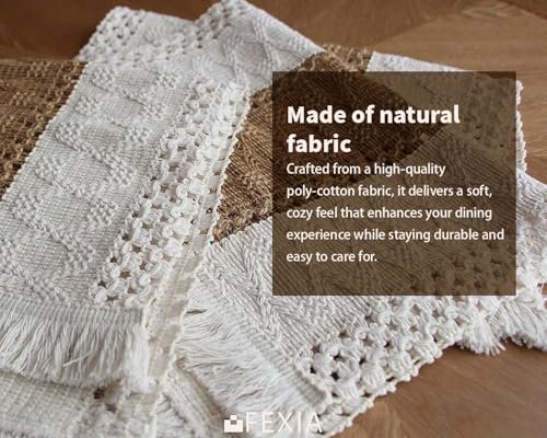 FEXIA Boho Placemats Set of 6, Macrame Table Mats Farmhouse Dining Decor
