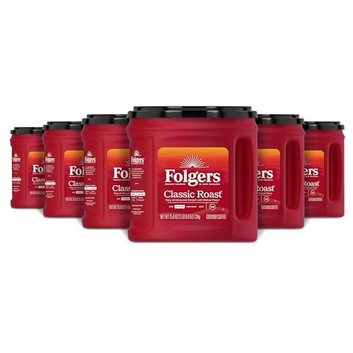 Folgers Classic Roast Ground Coffee, Medium Roast, 6 (25.9-Oz.) Canisters