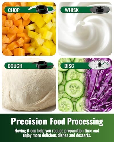 Food Processor, 4 Programs & Pulse,1000W Max Power,12 Cups Total Volume for Slicing, Mincing, Dicing, Shredding, Puree, Dough and Vegetable Chopper Clean Bowl Scraper, Stainless Steel