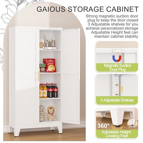 GAIOUS Metal Pantry Cabinet, Kitchen Pantry Storage Cabinets with 2 Door
