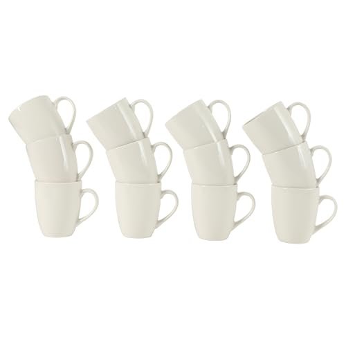 Gibson Home Great Essentials 12 Ounce Porcelain Coffee Mugs - Set of 12 - Cups for Latte, Hot Tea, Cappuccino, Mocha, Espresso, Cocoa