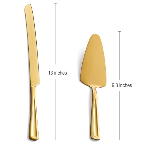 GoGeiLi Gold Stainless Steel Wedding Cake Cutting Set