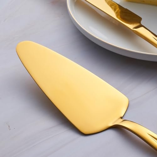 GoGeiLi Gold Stainless Steel Wedding Cake Cutting Set
