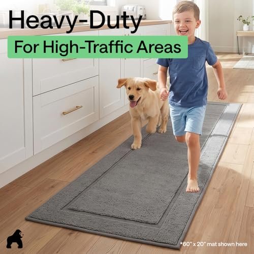GORILLA GRIP Kitchen Rug, Soft Comfortable Floor Mat, 24x20, Gray
