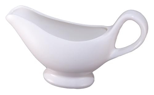 Gravy Boat, 9.4 oz Sauce Boat, 280 ml Gravy Bowl, Ceramic Serving Dish, White Dispenser (9.4 ounces)