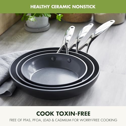 GreenPan Valencia Pro 3 Piece (8", 9.5" & 11") Ceramic Nonstick Skillet Set