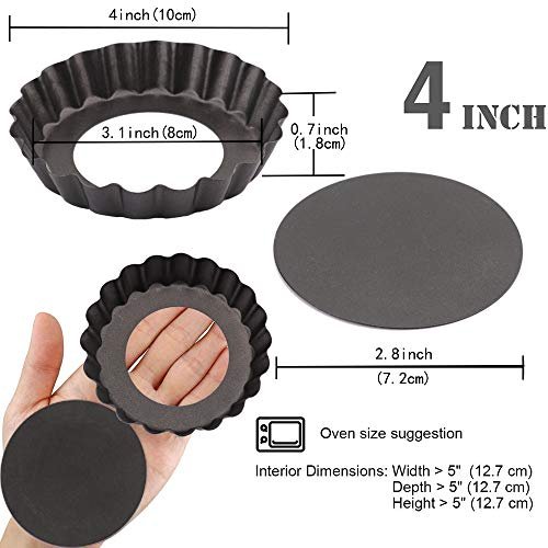 Gutsdoor 6 Pack Mini Tart Pan 4 Inch with Removable Bottom Quiche Pan Nonstick Round Quiche Pie Pan Set
