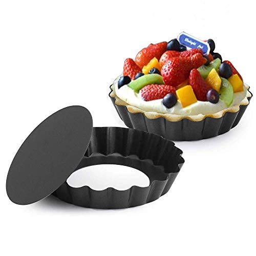 Gutsdoor 6 Pack Mini Tart Pan 4 Inch with Removable Bottom Quiche Pan Nonstick Round Quiche Pie Pan Set