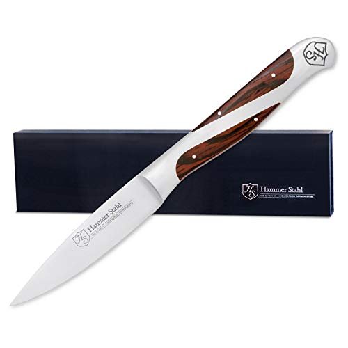 Hammer Stahl 3.5 Inch Paring Knife | Versatile Fruit Knife for Garnishing, Peeling, and More | Small Kitchen Knife for Vegetables and Fruits | Ergonomic Quad-Tang Pakkawood Handle & Gift Box