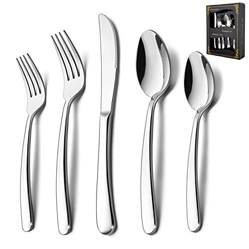 HaWare Heavy Duty Silverware Set, 60-Piece Stainless Steel Flatware for 12