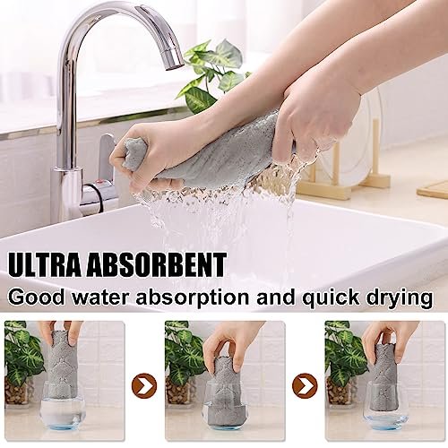 Homaxy 12 Pack Super Soft & Absorbent Dish Cloths, 10" x 10", Grey