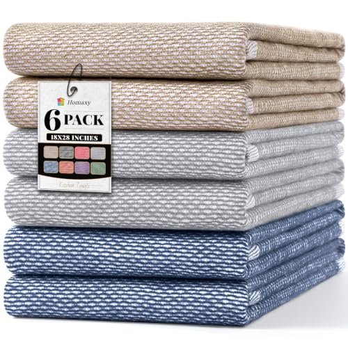 Homaxy 380 GSM Yarn Dyed Kitchen Towels 18"x28", 6 Pack, Multicolor