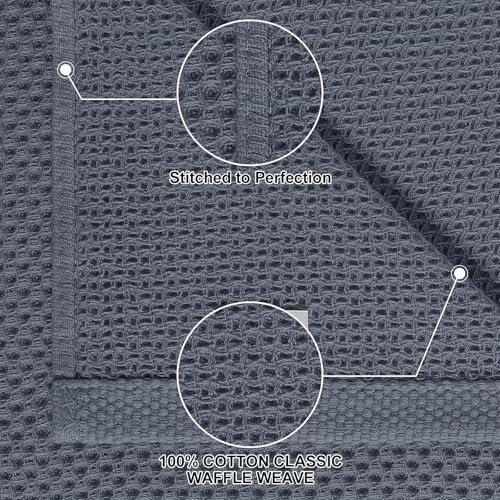 Homaxy 8 Pack 100% Cotton Kitchen Towels and Dishcloths Set, Dark Grey