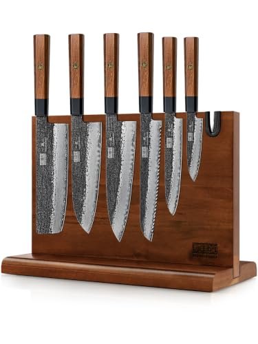 HOSHANHO 7 Pcs Knife Set with Magnetic Knife Block, Ultra Sharp Knife Set