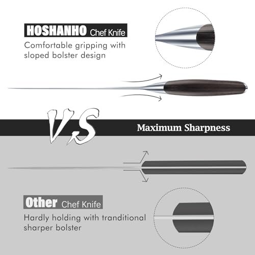 HOSHANHO Kitchen Knife in Japanese High Carbon Steel, Professional High-Class Chef's Knife 8 inch, Non-slip Ultra Sharp Cooking Knives with Ergonomic Handle