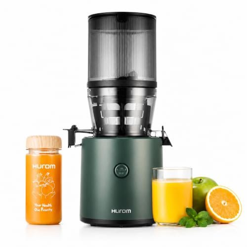 Hurom H320 Cold Press Juicer Machine, Easy to Clean Masticating Slow Juicer, Coarse Strainers, Self-Feeding, Hands Free, Family Size, Quiet Motor, Easy Assembly (Kale/Dark Green)