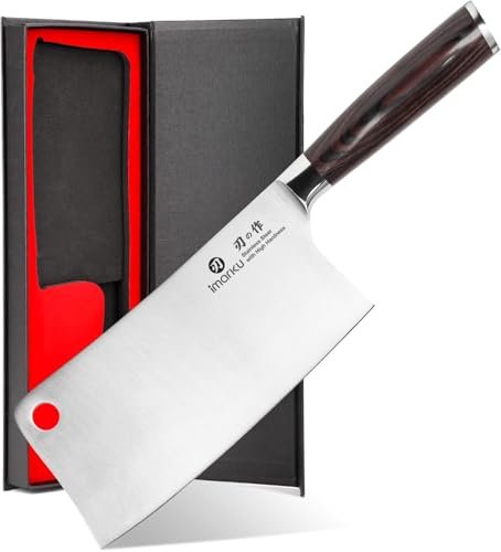 imarku Cleaver Knife 7 Inch, Japanese High Carbon Stainless Steel Chopper
