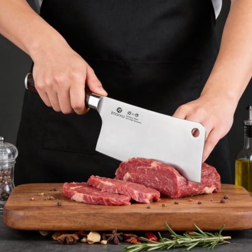 imarku Cleaver Knife 7 Inch, Japanese High Carbon Stainless Steel Chopper