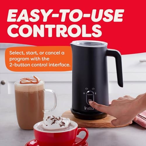Instant Pot Milk Frother, 4-in-1 Electric Milk Steamer, 10oz/295ml Automatic Hot and Cold Foam Maker and Milk Warmer for Latte, Cappuccinos, Macchiato, From the Makers of Instant 500W, Black