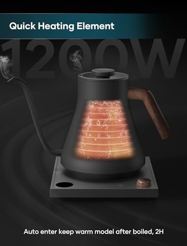 INTASTING Electric Kettles, Gooseneck Electric Kettle, ±1℉ Temperature Control, Stainless Steel Inner, Quick Heating, for Pour Over Coffee, Brew Tea, Boil Hot Water, 0.9L (Dark Grey)