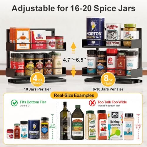 iSPECLE Pull Out Spice Rack - 2 Pack Swivel Spice Organizer for Cabinet