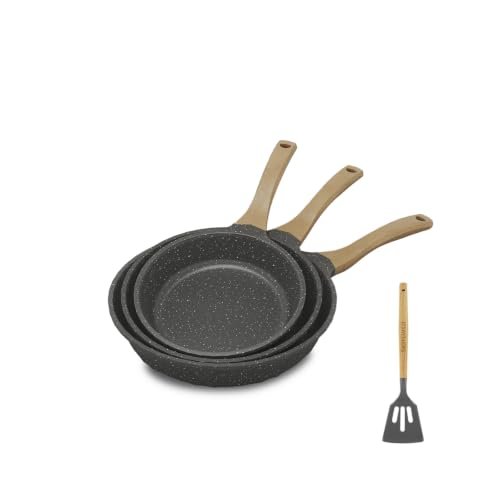 ITSMILLERS Kitchen Nonstick Cookware 3 Piece Omelette Pan Skillet Set, Nonstick Die-cast Deep Frying Pans set with Induction Bottom, 8, 9.5 & 11 Inches Frying Pans with Stay Cool Handles, PFOA Free