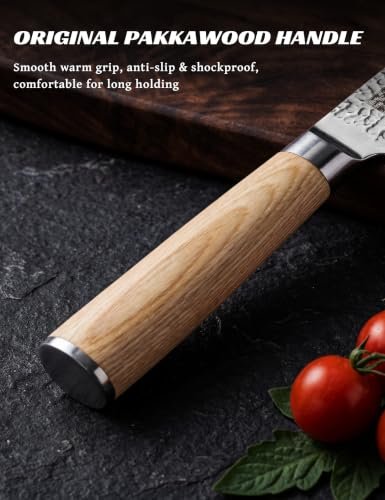 Japanese Nakiri Knife 7in,VG-10 Damascus High Carbon Steel
