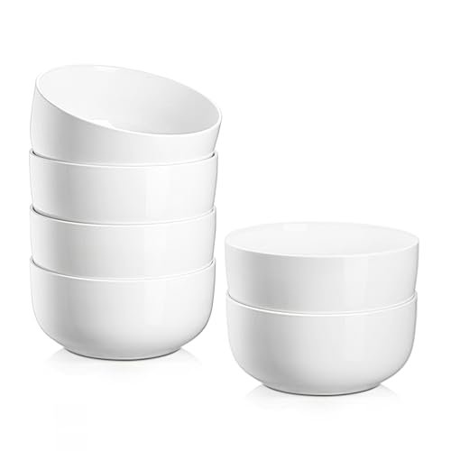 Jassceram 30 oz Soup Bowls, 6 Inch, Set of 6, White