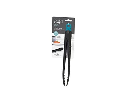 Joseph Joseph Duo Lockable Tongs Hygienic with Integrated Tool Rest & Non-Slip Feet, Suitable for Non-Stick Cookware, Heat-Resistant, BPA Free