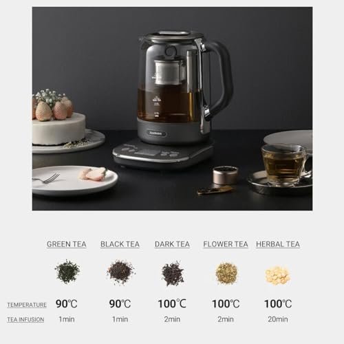 Joydeem Hot Tea Maker, Glass Electric Kettle with Auto Lift Tea Infuser and Temperature Control, 1.7L, JD-ZC6088G