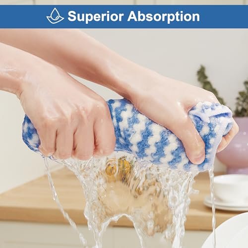 JOYMOOP 18 Pack Microfiber Cleaning Cloth, Kitchen Towels for Dish Drying Washing, Absorbent Streak Free Lint Free Rags for Cleaning, Reusable and Washable Towels - 10" x 10"