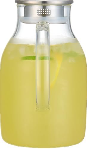Karafu 68 Oz Borosilicate Glass Pitcher with Lid, Hot Cold Water Tea Jug