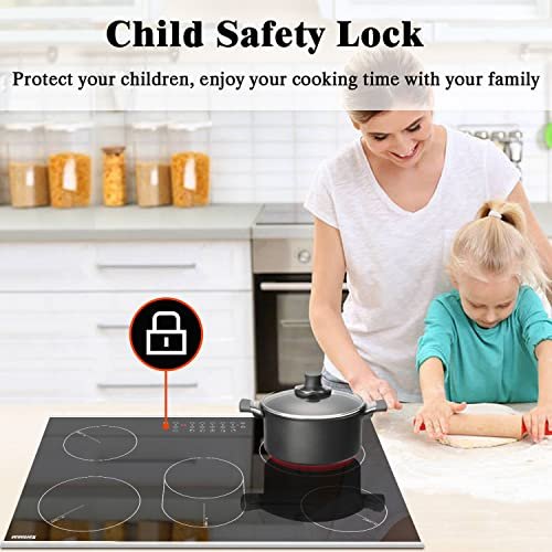Karinear 30 Inch Electric Cooktop 30 Inch 5 Burner Drop-in Radiant Stovetop