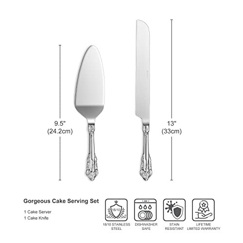 KEAWELL Gorgeous 18/10 Wedding Cake Knife & Server Set (Silver)