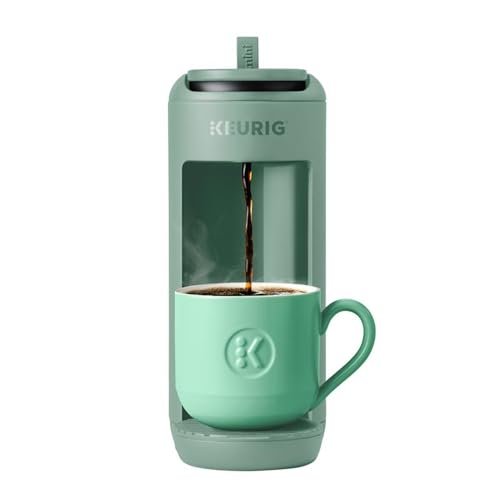 Keurig K-Mini Mate Single Serve K-Cup Pod Coffee Maker, Brews Up to 12 oz Cup, Compact Portable Coffee Machine for Small Spaces, Great for Dorms & Offices, Glamping Green
