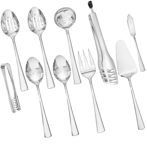 KINGSTONE 10 Piece 18/10 Serving Utensils Set, Stainless Steel Serving Set