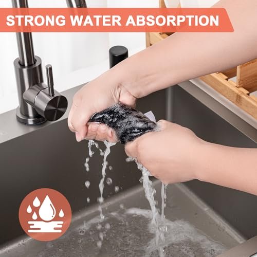 Kitchen Towels 6-Pack Kitchen Dish Cloths,100% Cotton,12x12 In,Dark Grey