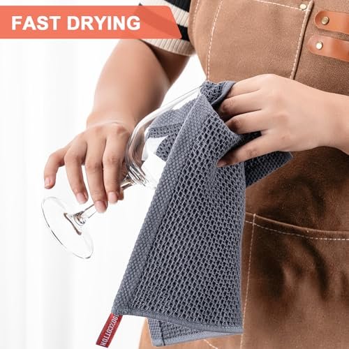 Kitchen Towels 6-Pack Kitchen Dish Cloths,100% Cotton,12x12 In,Dark Grey