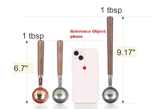 KKC HOME ACCENTS Wooden Handle Coffee Scoops - 1 Tablespoon, Coffee Bean & Tea Measuring Spoon, 2 Pcs, 6.7" Length
