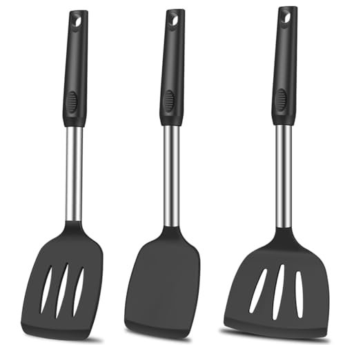 KLAQQED Spatula Set Silicone Heat Resistant for Nonstick Cookware Rubber Silicone Spatula Turner Fish, Large Nonstick Plastic Egg Wok Spatula for kitchen use Cooking Utensils Set