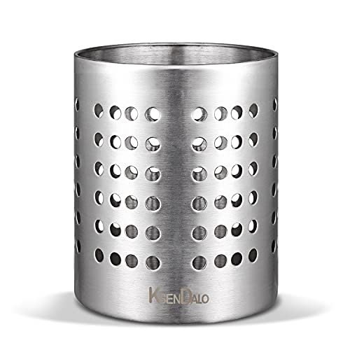 KSENDALO SUS304 Small Stainless Steel Utensil Holder for Countertop, Silver