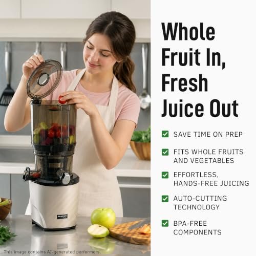 Kuvings AUTO10 Cold Press Juicer Machine, Hands-Free, 100 oz, Silver