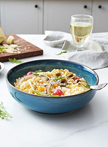 LE TAUCI Pasta Bowls 45 Ounce, Ceramic Salad Bowl, Large Serving Bowl Set - Set of 4, Ceylon Blue