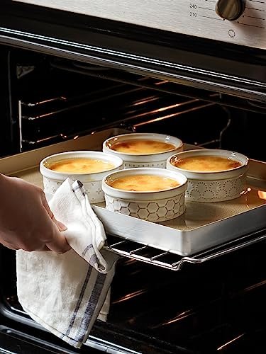 LE TAUCI Ramekins 4 oz Oven Safe for Creme Brulee, Charcuterie Boards Bowls for Souffle, Small Sauce Bowl, Ceramic Baking Dishes - 3.8 inch, Set of 4, Arctic White