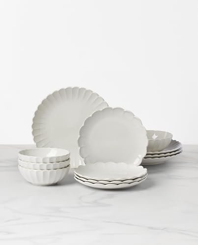 Lenox French Perle Scallop White Dinnerware Set with Accent Plates