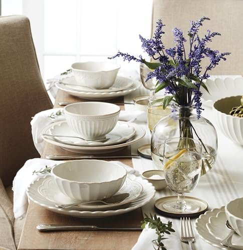Lenox French Perle Scallop White Dinnerware Set with Accent Plates